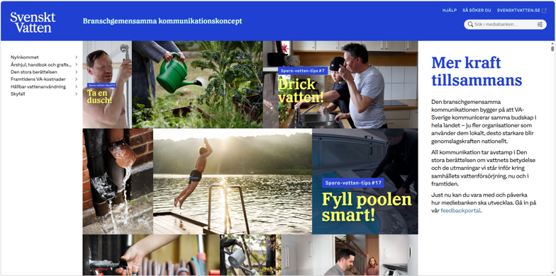 Startsidan i mediebanken med branschgemensamt kommunikationsmaterial